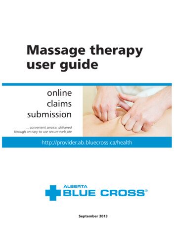 Massage Therapy User Guide - Blue Cross Of Canada