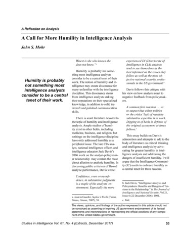 A Call For More Humility In Intelligence Analysis - CIA