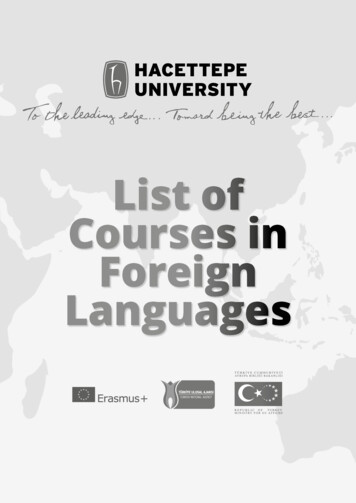 List Of Courses In Foreign Languages - Hacettepe