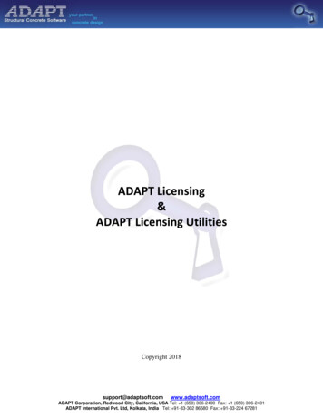 ADAPT Licensing ADAPT Licensing Utilities - RISA