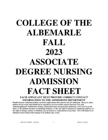College Of The Albemarle Fall 2023 Associate Degree Nursing Admission .