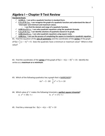 Algebra I Chapter 9 Test Review