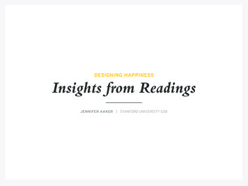 DESIGNING HAPPINESS Insights From Readings - Stanford University