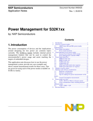 Power Management For S32K1xx - NXP