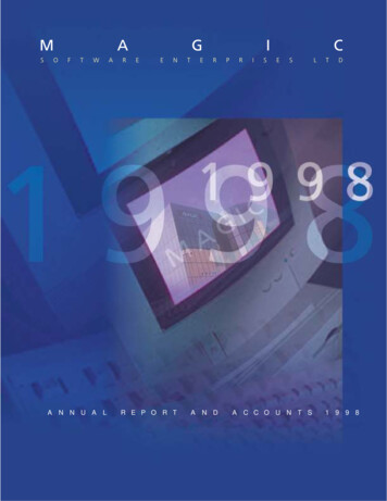 A NNUA L REPORT A ND A CCOUNTS 1998 - Magic Software