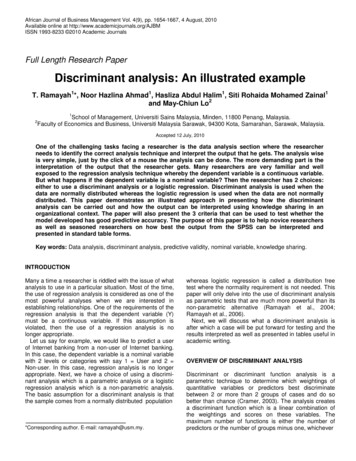 Discriminant Analysis: An Illustrated Example - Academic Journals