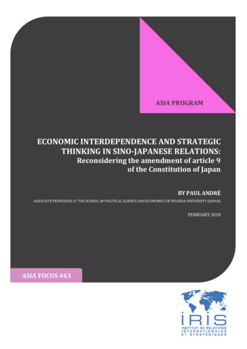 Economic Interdependence And Strategic Thinking In Sino-japanese . - Iris