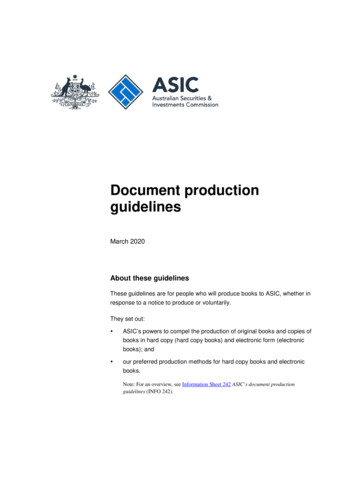 ASIC Document Production Guidelines Published 2 March 2020