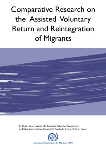 Comparative Research On The Assisted Voluntary Return And Reintegration .