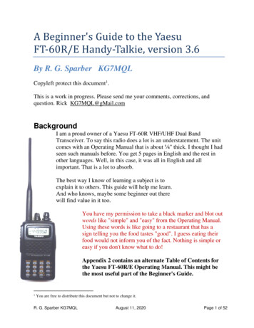 A Beginner's Guide To The Yaesu FT-60R/E Handy-Talkie