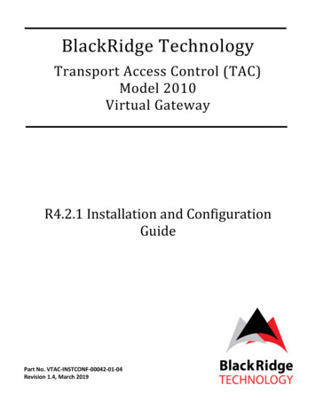 Blackridge Virtual Gateway Installation And Configuration Guide