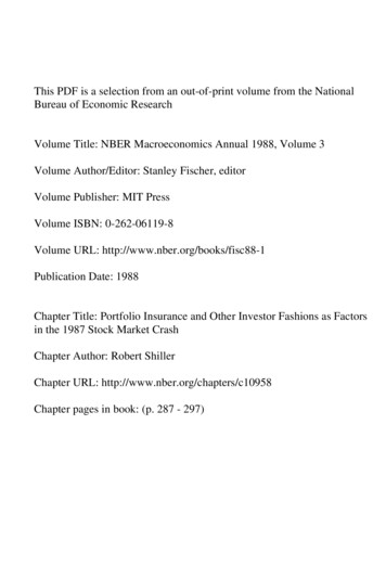 Portfolio Insurance And Other Investor Fashions As Factors In The 1987 .