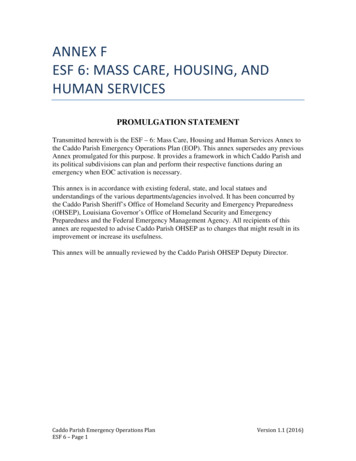 Annex F Esf 6: Mass Care, Housing, And Human Services