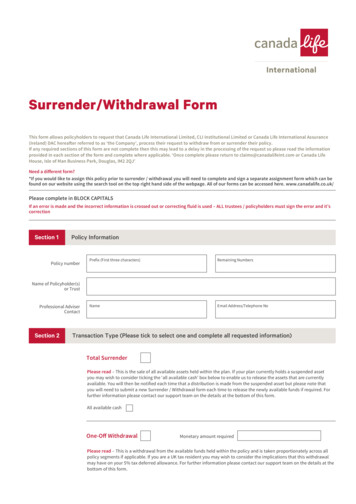 Surrender/Withdrawal Form