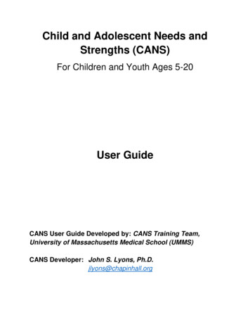 Child And Adolescent Needs And Strengths (CANS) User Guide