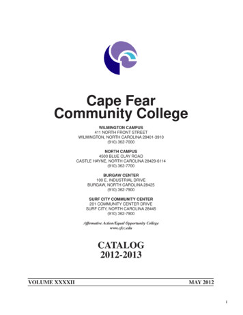 Cape Fear Community College Catalog 2012-2013 - Cfcc.edu