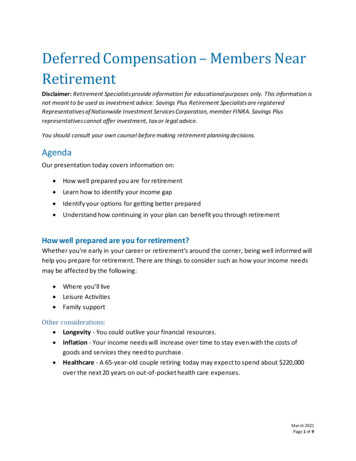 Deferred Compensation - Members Nearing Retirement - CalPERS