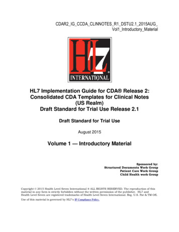 HL7 Implementation Guide For CDA Release 2 . - HL7 International