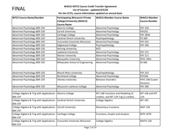FINAL WAICU-WTCS Course Credit Transfer Agreement List Of Courses .