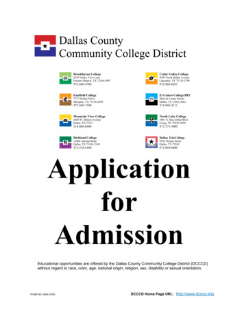 Cedar Valley College Application For Admission - AAHA