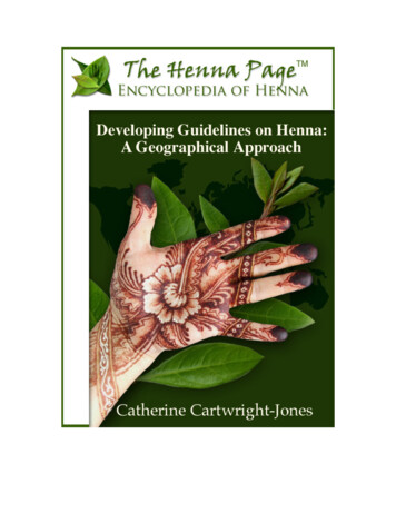 2 DEVELOPING GUIDELINES ON HENNA: A GEOGRAPHICAL APPROACH By