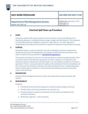 Chemical Spill Clean-up Procedure - University Of British Columbia