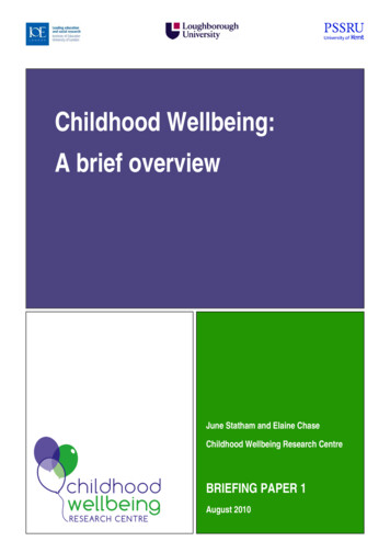Childhood Wellbeing: A Brief Overview - GOV.UK