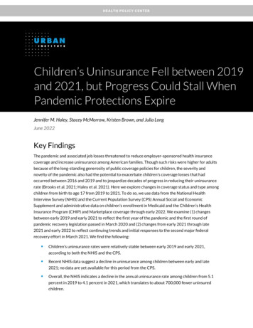 Children's Uninsurance Fell Between 2019 And 2021, But Progress Could .