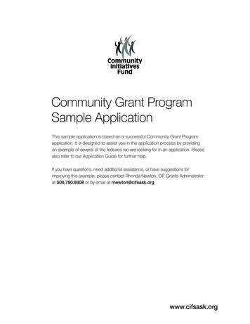 Community Grant Program Sample Application - Cifsask 