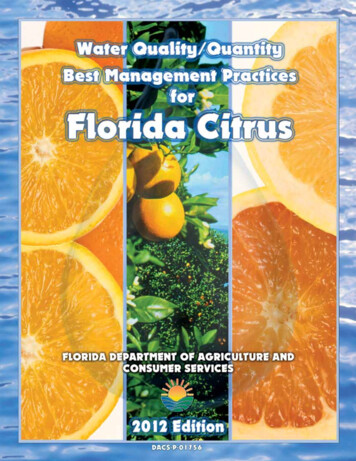 Water Quality/Quantity Best Management Practices For Florida Citrus