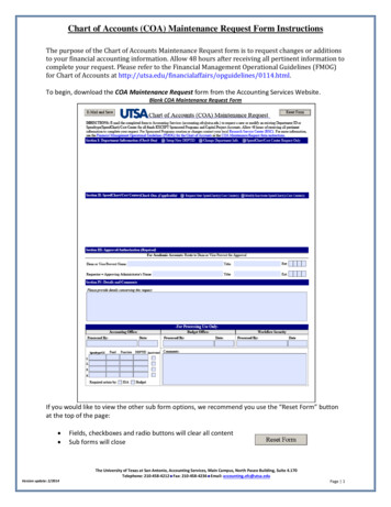 Chart Of Accounts (COA) Maintenance Request Form Instructions