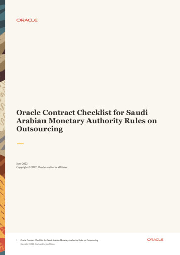 Oracle Contract Checklist For Saudi Arabian Monetary Authority Rules On .
