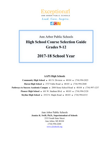 Ann Arbor Public Schools High School Course Selection Guide Grades 9-12