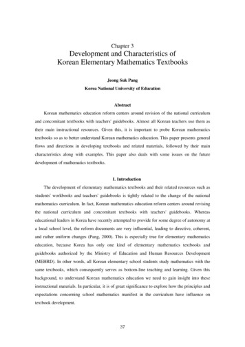 Chapter 3 Development And Characteristics Of Korean Elementary . - Skku