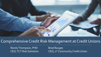 Comprehensive Credit Risk Management At Credit Unions