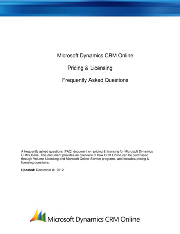 Microsoft Dynamics CRM Online Pricing & Licensing Frequently Asked .