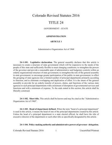 Colorado Revised Statutes 2016 TITLE 24