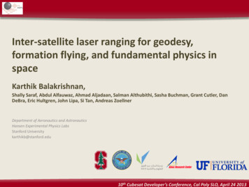 Inter-satellite Laser Ranging For Geodesy, Formation Flying, And .