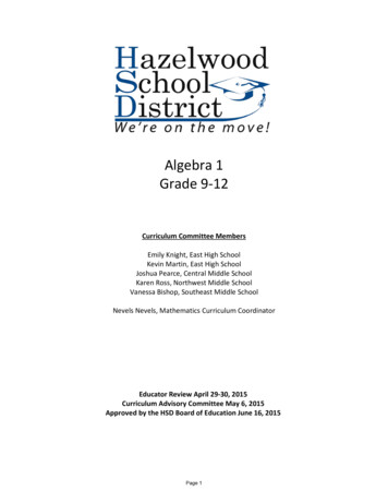 Algebra 1 Grade 9-12 - Hazelwoodschools 