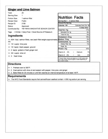 Y Nutrition Facts - Administration For Community Living