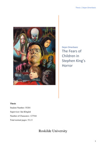 Dejan Omerbasic The Fears Of Children In Stephen King's Horror