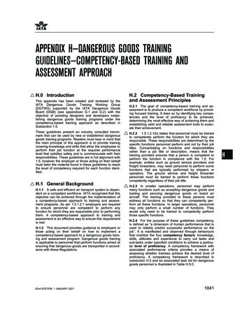 Appendix H—Dangerous Goods Training Guidelines—Competency-based .