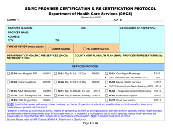 SD/MC CERTIFICATION Re-CERTIFICATION PROTOCOL Updated - MARIN HHS
