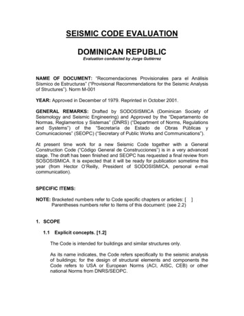 Seismic Code Evaluation Form - Dominican Republic
