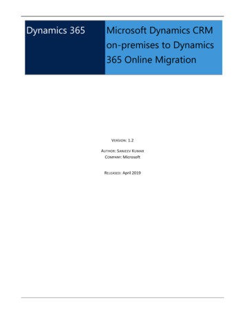 Dynamics 365 Microsoft Dynamics CRM On-premises To Dynamics 365 Online .