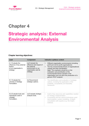Chapter 4 Strategic Analysis: External Environmental Analysis