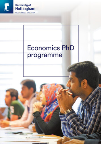 Economics PhD Programme - University Of Nottingham