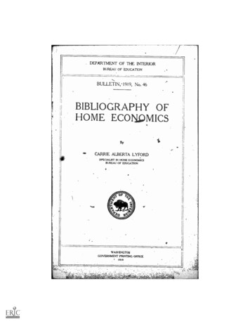 BIBLIOGRAPHY OF HOME ECONOMICS - Ed