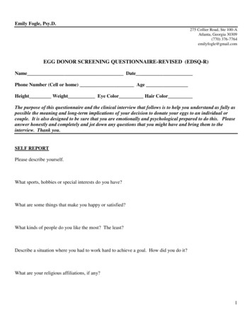 Egg Donor Screening Questionnaire-revised (Edsq-r)