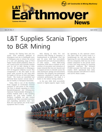 Vol. 27, No. 2 April 2014 L&T Supplies Scania Tippers To BGR Mining